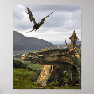 Fantasy Wyvern Flygande Drak Realistiskt Monster Poster