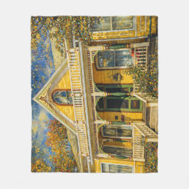 Fantasy Yellow Victorian House Fleecefilt