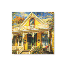 Fantasy Yellow Victorian Hus
