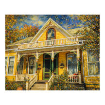 Fantasy Yellow Victorian Hus