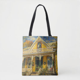 Fantasy Yellow Victorian Hus Tygkasse