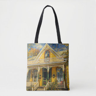Fantasy Yellow Victorian Hus Tygkasse