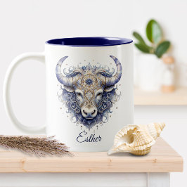 Fantasy Zodiac Bull Symbol Celestial Taurus Två-Tonad Mugg