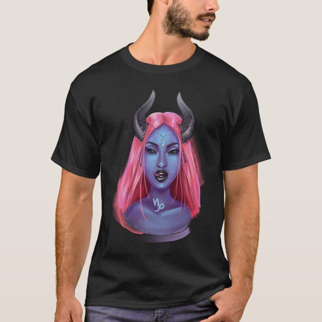 Fantasy Zodiac Capricorn T Shirt (Framsida)