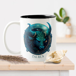 Fantasy Zodiac Symbol Bull Celestial Taurus Två-Tonad Mugg