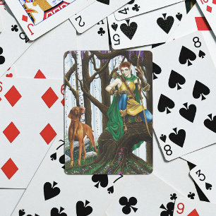 Fantasyälv Bågskytt Vizsla Hund Förtrollad Skog Casinokort