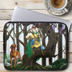 Fantasyälv Bågskytt Vizsla Hund Förtrollad Skog Laptop Fodral