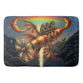 Fantasybild 3 Trollar På En Retro Raket Badrumsmatta