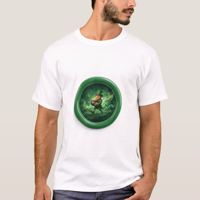 Fantasybild Leprechaun med en kruka guld T Shirt (Framsida)
