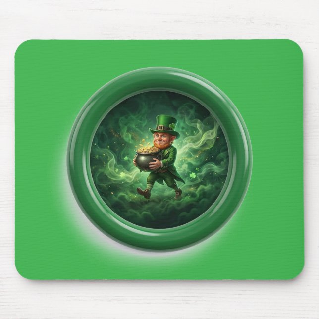 Fantasybild Leprechaun som bär kruka med guld Musmatta (Framsidan)