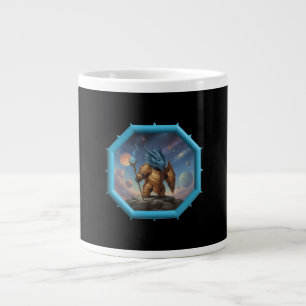 Fantasybild Liten Blå Drak i Bronsrustning Jumbo Mugg