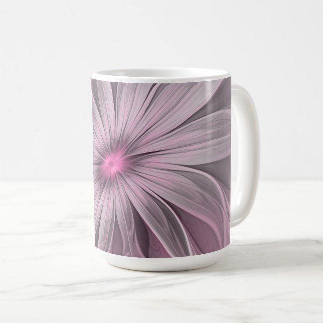 Fantasyblomma Abstrakt Plommon Blommig Fraktal Kon Kaffemugg (Framsida höger)