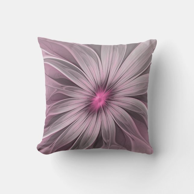 Fantasyblomma Abstrakt Plommon Blommig Fraktal Kon Kudde (Framsida)