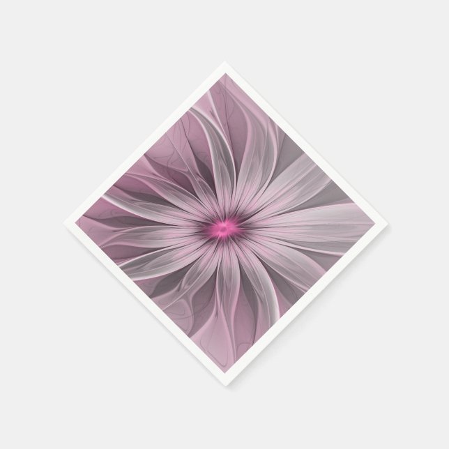 Fantasyblomma Abstrakt Plommon Blommig Fraktal Kon Pappersservett (Hörn)
