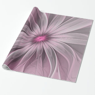 Fantasyblomma Abstrakt Plommon Blommig Fraktal Kon Presentpapper