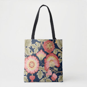 Fantasyblommor i retro, vintage, jacobean embr tygkasse