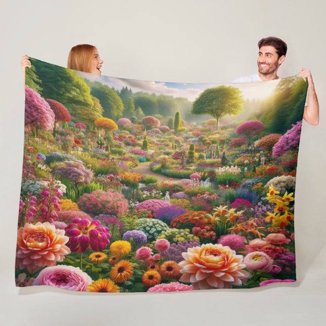 Fantasyblomsterträdgårdens flanellfilt fleecefilt (På plats)