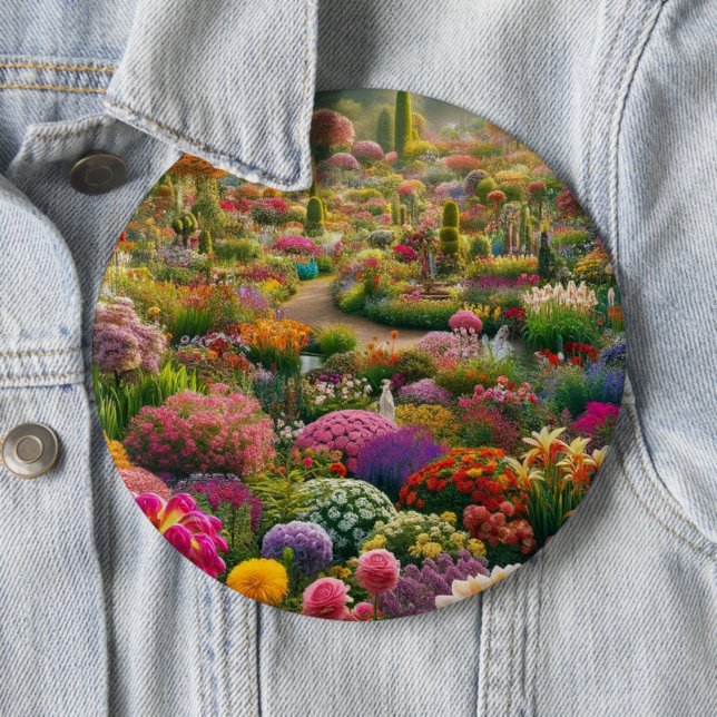 Fantasyblomsterträdgårdsstatementknapp Knapp (In Situ)