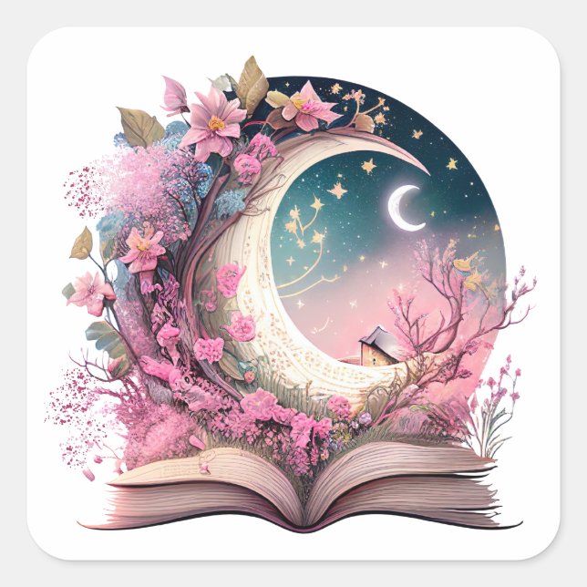 Fantasybok älskar design fyrkantigt klistermärke (Framsida)
