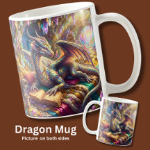 Fantasydrake med bok & kaffe i hennes håla