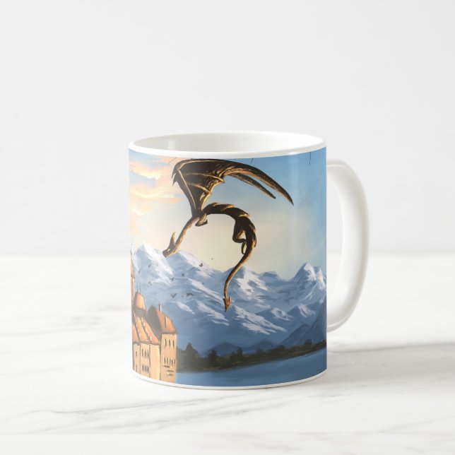 Fantasydraken över slottet kaffemugg (Framsida höger)