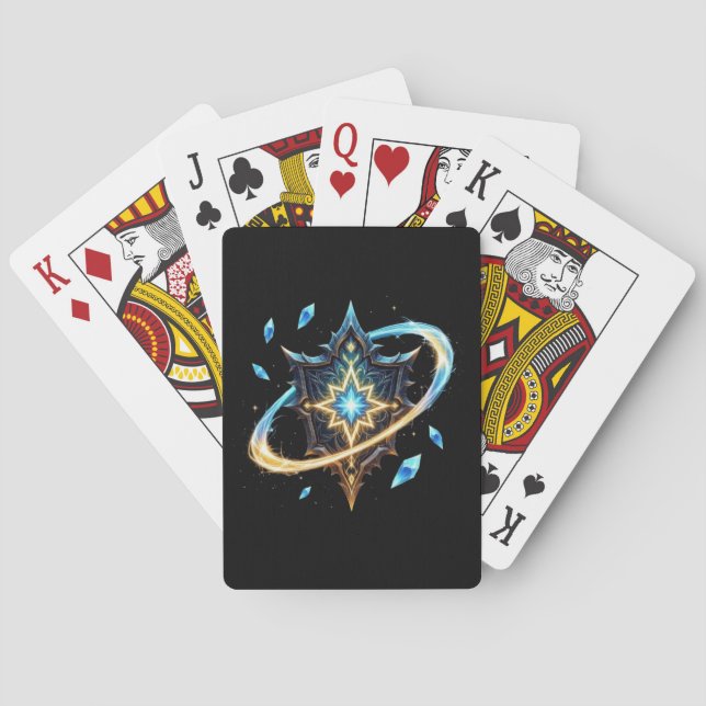 Fantasyemblem med svävande blad – Magisk Energi Casinokort (Baksidan)