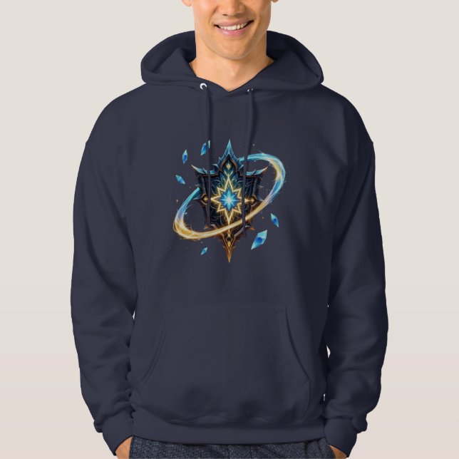 Fantasyemblem med svävande blad – Magisk Energi Hoodie (Framsida)