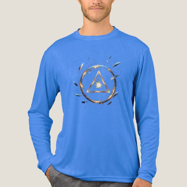 Fantasyemblem med svävande blad – Magisk Energi T Shirt (Framsida)