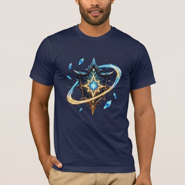 Fantasyemblem med svävande blad – Magisk Energi T Shirt (Framsida)