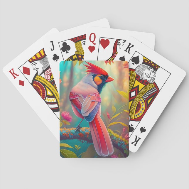 Fantasyfåglar Kardinalhane Casinokort (Baksidan)
