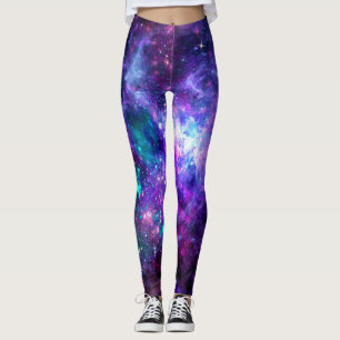 Fantasygalax Kosmisk rymd Lila Turkos Rosa Leggings