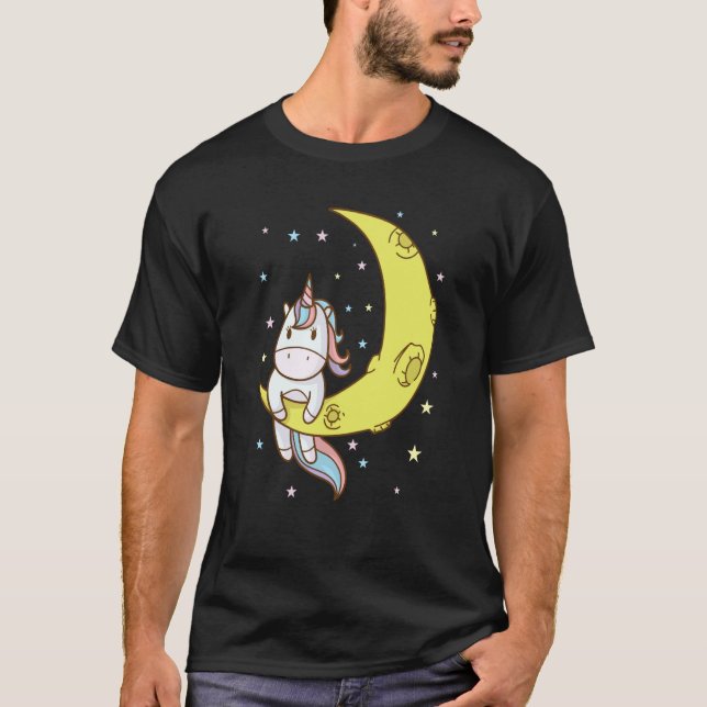 Fantasyhäst Enhörning på halvmånen T Shirt (Framsida)