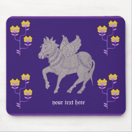 Fantasyhäst och blomstermunsepad valentins gåva musmatta