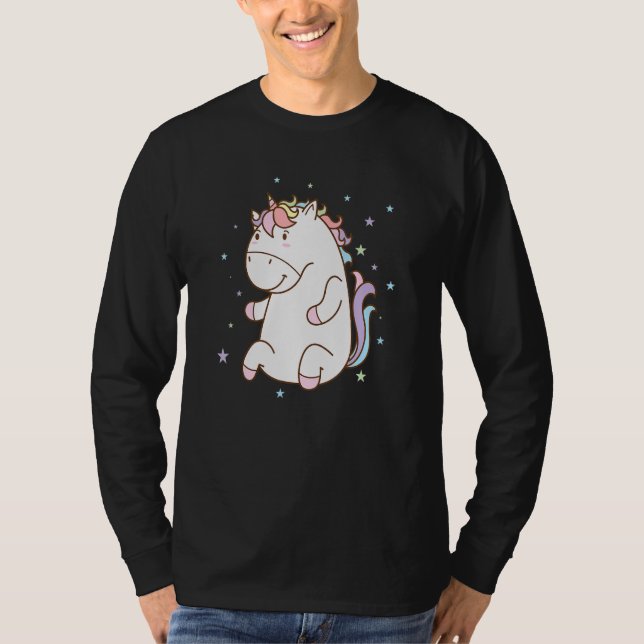 Fantasyhäst tjock gullig Enhörning T Shirt (Framsida)