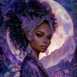 Fantasykonst afrikansk-amerikansk månälva gudinna poster