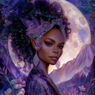 Fantasykonst afrikansk-amerikansk månälva gudinna poster