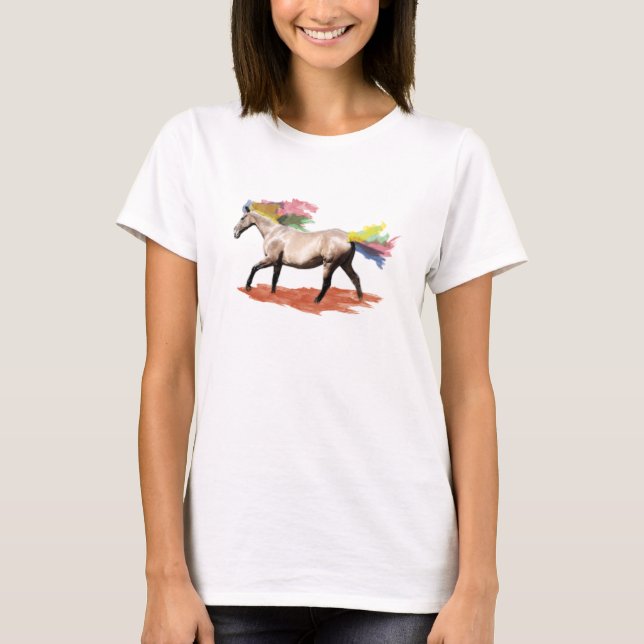 Fantasykonst - Regnbågshäst Tee Shirt (Framsida)