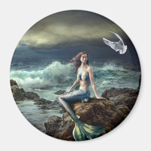 Fantasykonst Sagor Sjöjungfru Magnet
