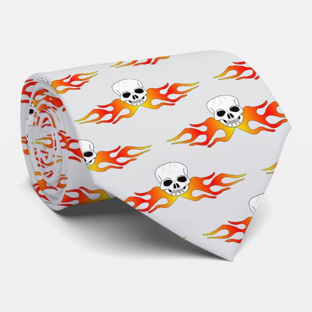 Fantasykonst Skalle Och Flammor Design Slips (Rullad)