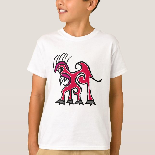 Fantasylinjärt konst draken teckning t shirt (Framsida)