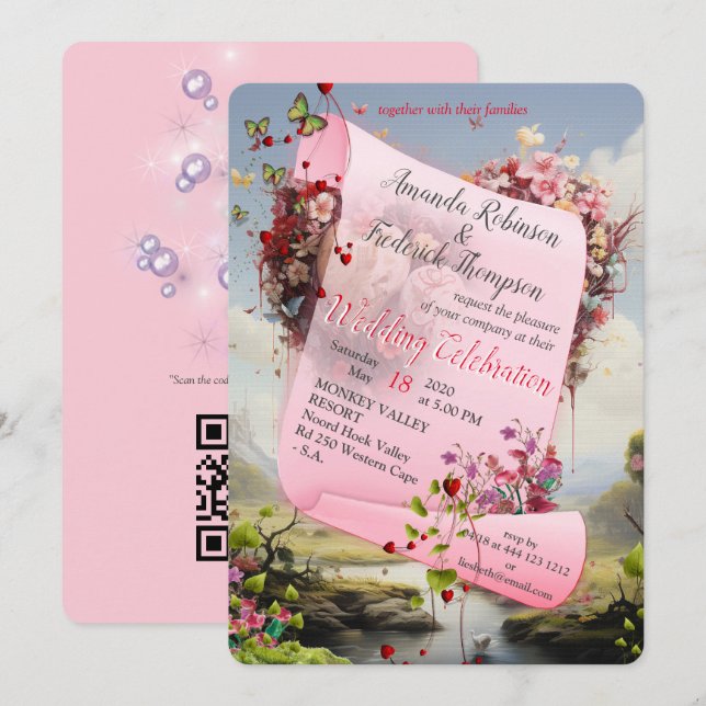 Fantasyriken för magiska scenografier inbjudningar (Fram/baksida)