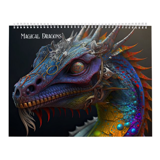 Fantasyska magiska drakar - AI genererade konst Kalender (Omslag)