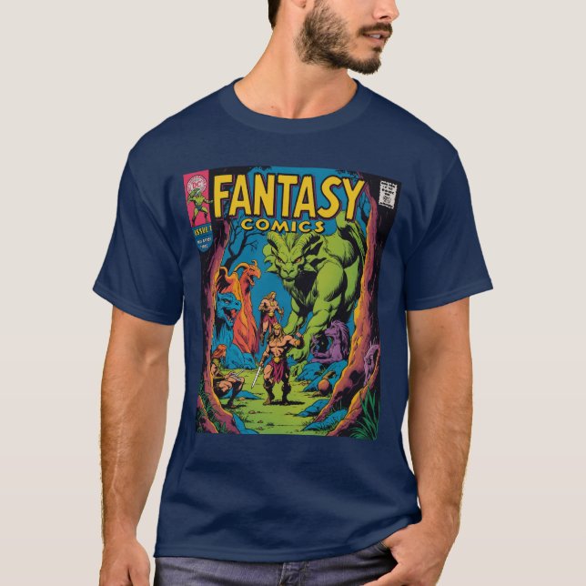 Fantasyska Tecknader: En Retro Äventyr friställd T Shirt (Framsida)