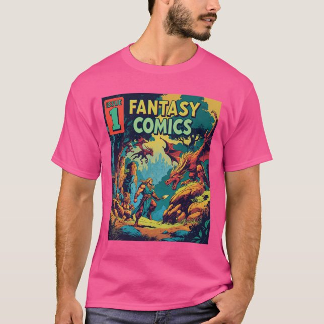 Fantasyska Tecknader: En Retro Äventyr friställd T Shirt (Framsida)