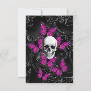 Fantasyskalle och shock rosa butterflies