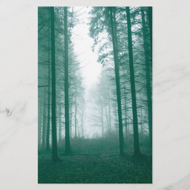 Fantasyskog med dimma i Grönt Brevpapper (Framsida)