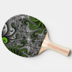 Fantasyvärld Grön Och Grå Abstrakt Fraktal Konst Pingisracket