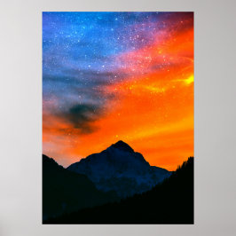 Fantasyvärld vid bergen poster