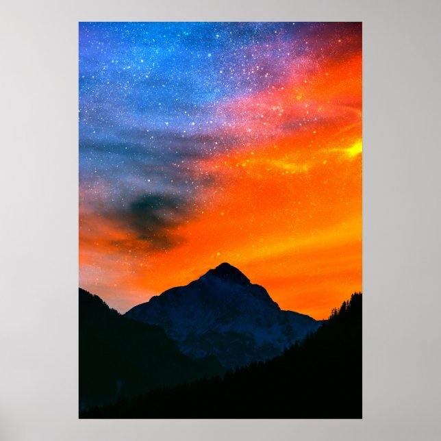Fantasyvärld vid bergen poster (Framsidan)