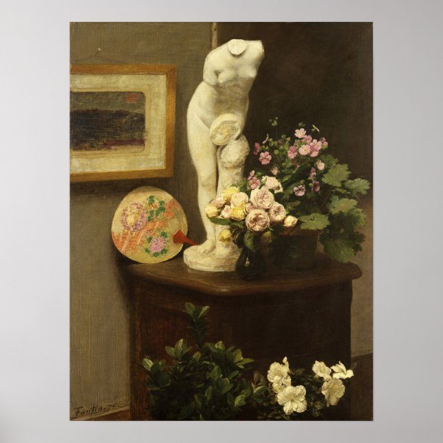 Fantin-latour - Blommor och diverse objekt Poster (Framsidan)